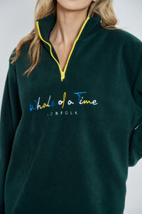 Basics Unisex Fleece Quarter Zip - Green - Whale Of A Time Clothing