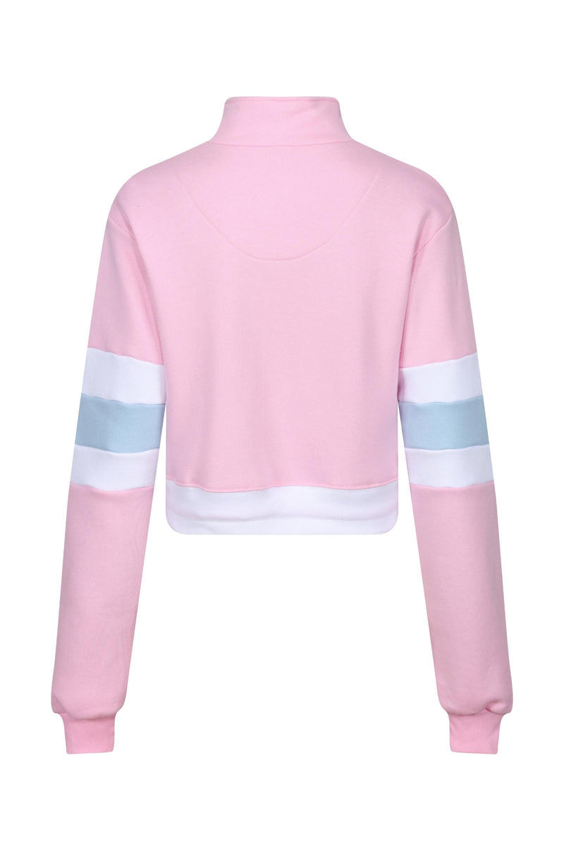 St Ives Cropped Quarter Zip Sweatshirt - Pink - Whale Of A Time Clothing