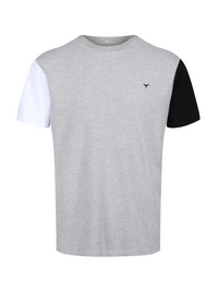 Men's Stiffkey T-Shirt - Grey/White/Navy - Whale Of A Time Clothing