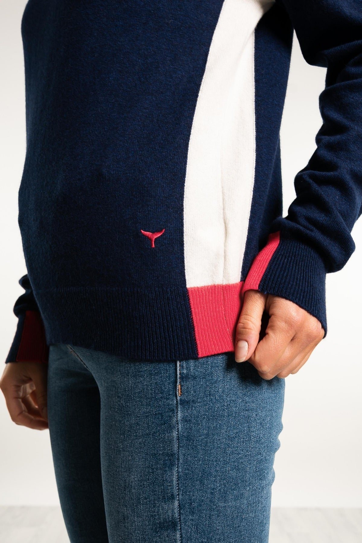 Blickling Roll Neck Jumper - Navy - Whale Of A Time Clothing