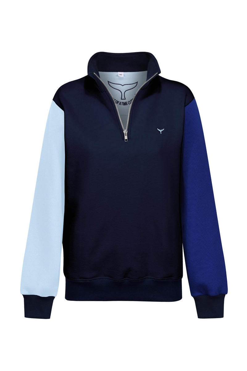 Arnoux Unisex Quarter Zip Sweatshirt - Blue - Whale Of A Time Clothing