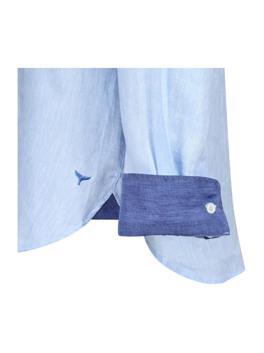 Men's Linen Shirt - Blue - Whale Of A Time Clothing