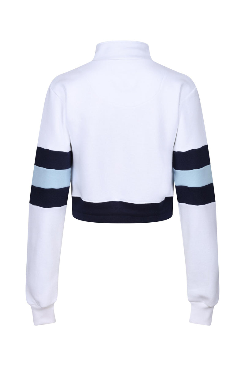 St Ives Cropped Quarter Zip Sweatshirt - White - Whale Of A Time Clothing