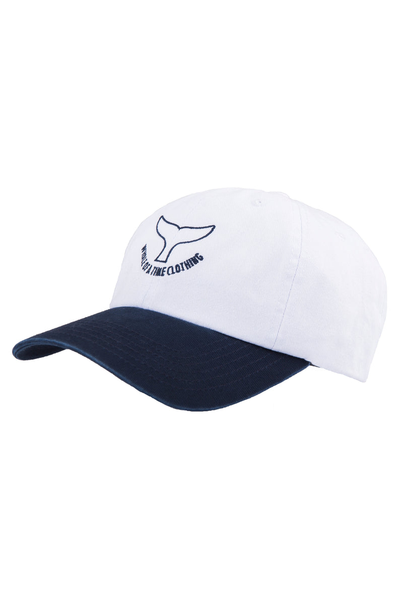 Stonewashed Cap - White/Navy - Whale Of A Time Clothing