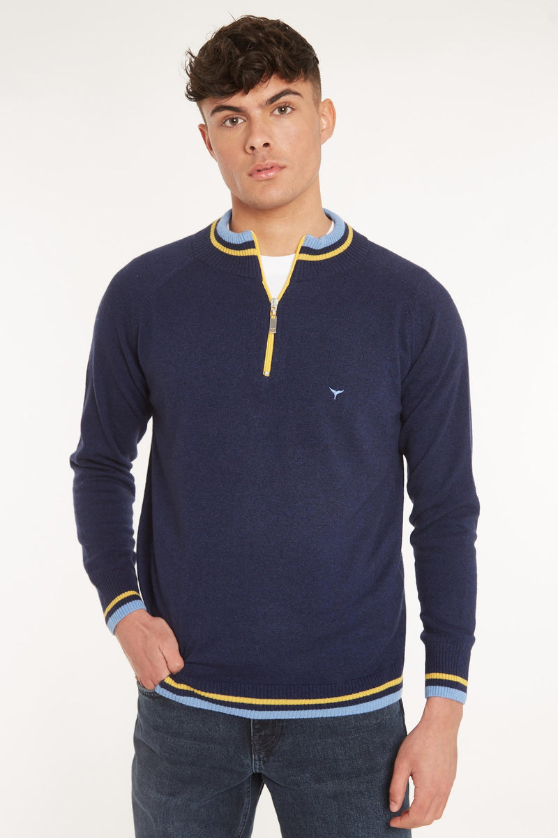 Oxburgh Quarter Zip Jumper - Navy - Whale Of A Time Clothing