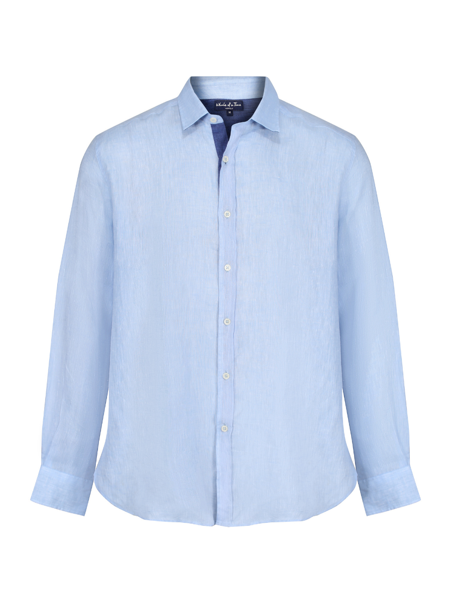 Oakham Linen Shirt - Blue - Whale Of A Time Clothing