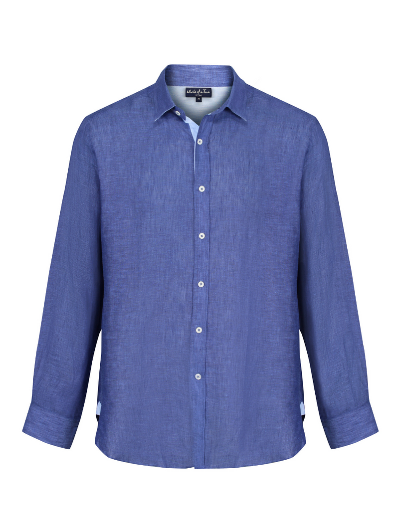 Oakham Linen Shirt - Navy - Whale Of A Time Clothing