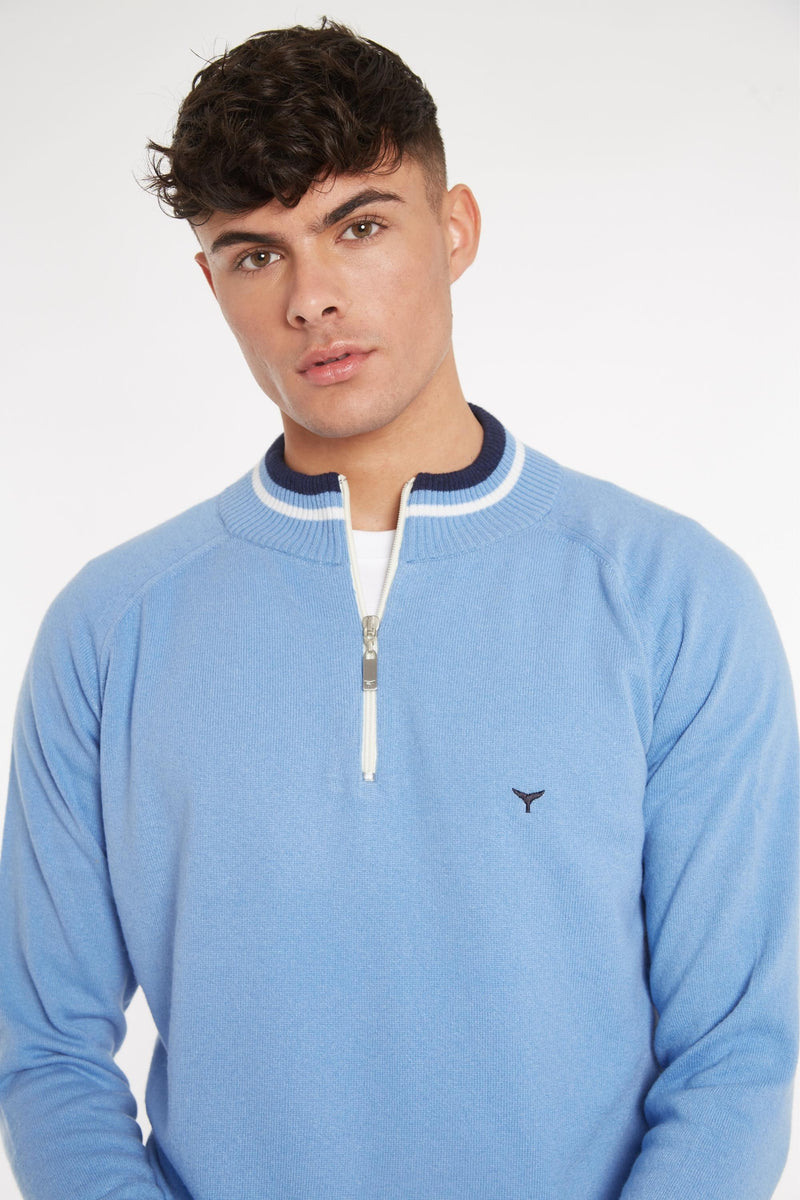 Oxburgh Quarter Zip Jumper - Blue - Whale Of A Time Clothing
