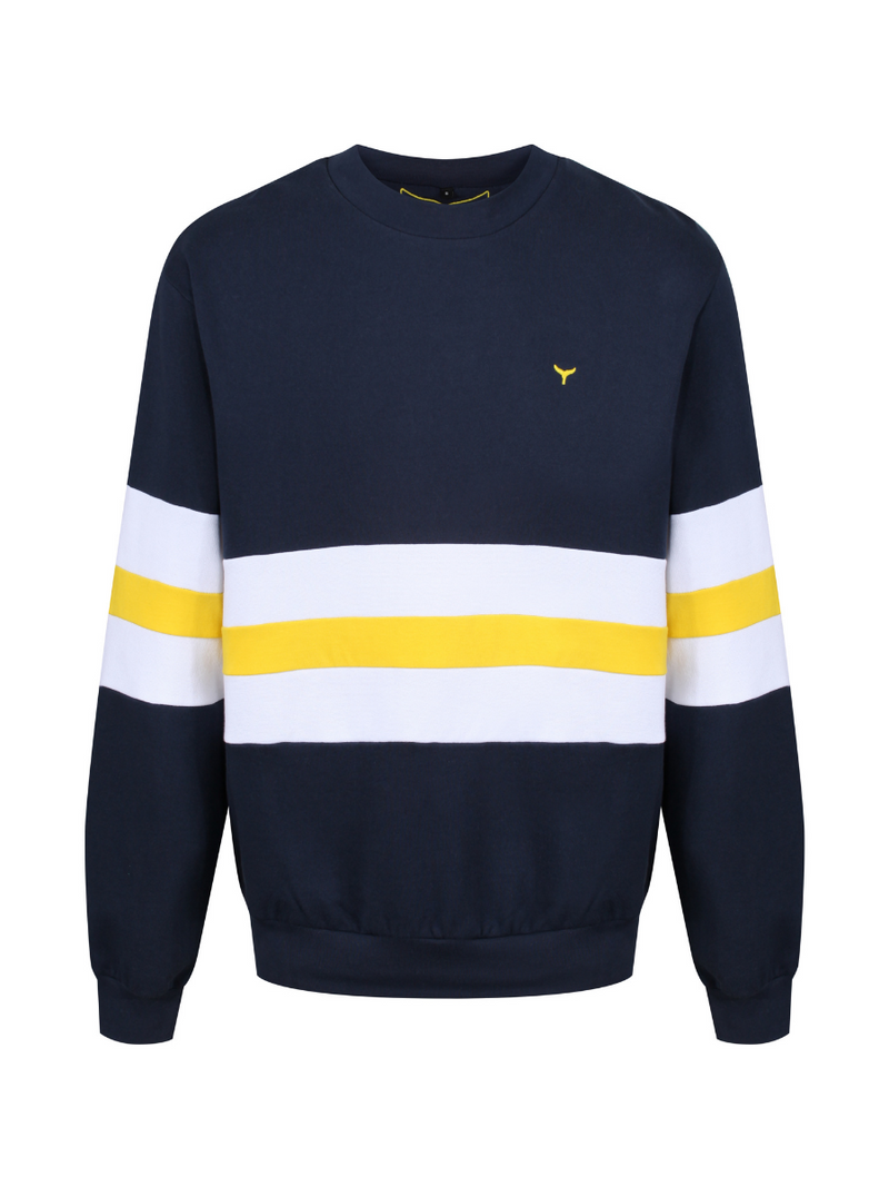 Sowerby Sweatshirt Navy/White/Yellow - Whale Of A Time Clothing