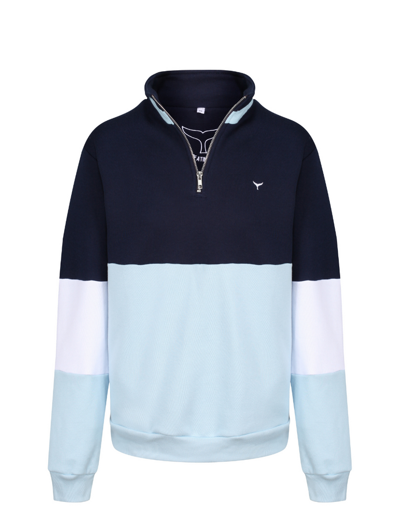 Cambridge Quarter Zip Sweatshirt - Blue - Whale Of A Time Clothing