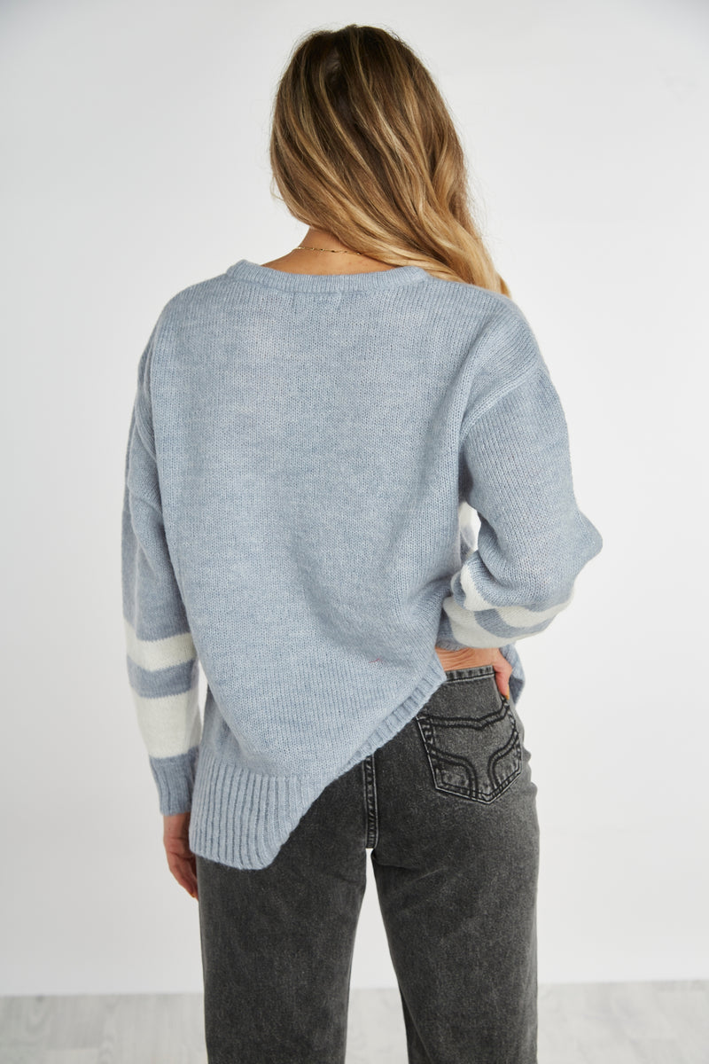 Blenheim Round Neck Jumper - Light Blue - Whale Of A Time Clothing