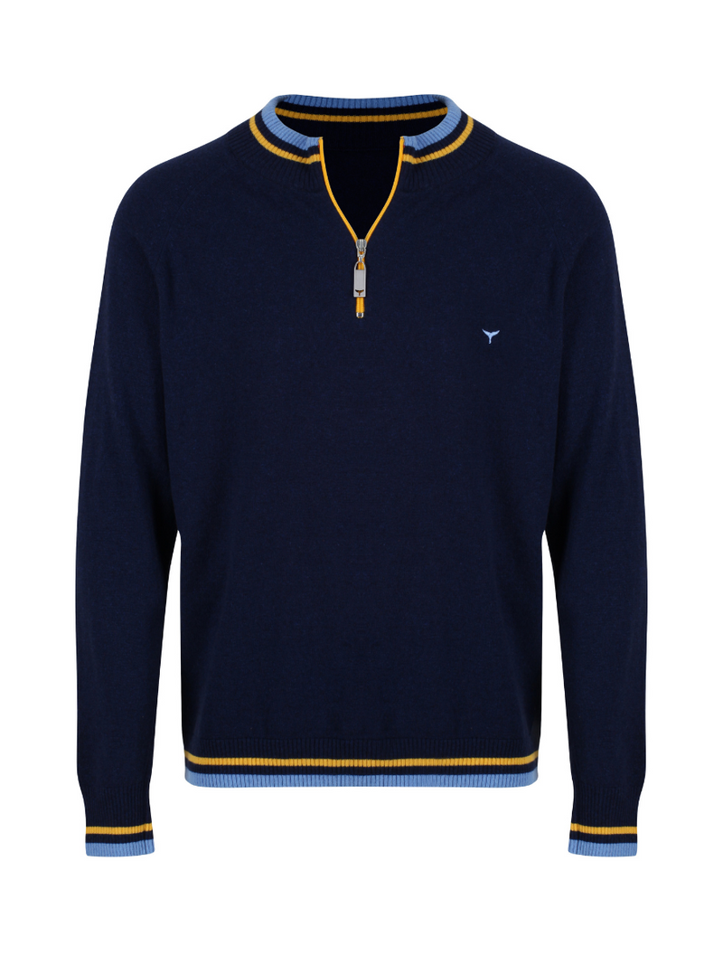 Oxburgh Quarter Zip Jumper - Navy - Whale Of A Time Clothing