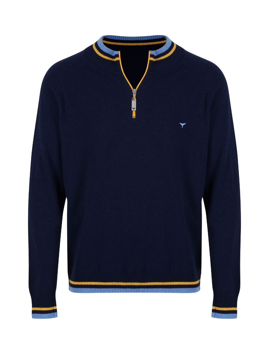 Oxburgh Quarter Zip Jumper - Navy - Whale Of A Time Clothing