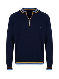 Oxburgh Quarter Zip Jumper - Navy - Whale Of A Time Clothing