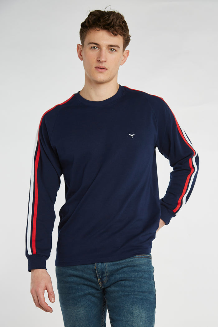 Burnham Unisex Long Sleeved T-Shirt - Navy - Whale Of A Time Clothing