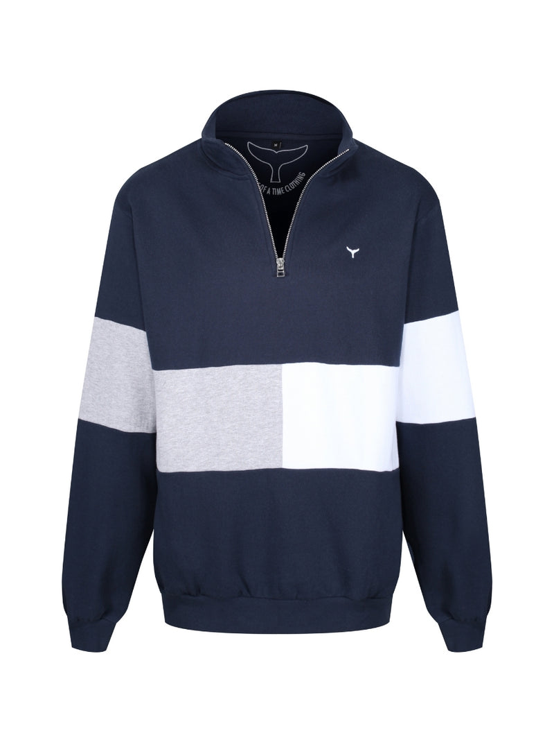 Norfolk Quarter Zip Sweatshirt - Navy - Whale Of A Time Clothing