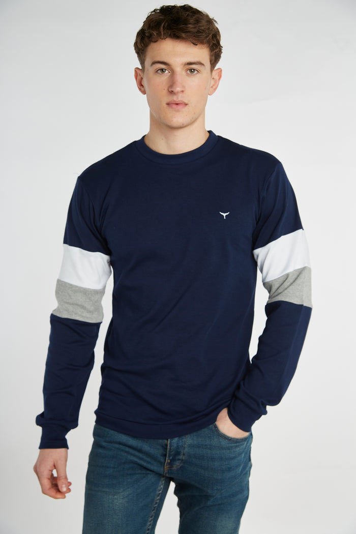 Thornham Unisex Long Sleeved T-Shirt - Navy - Whale Of A Time Clothing